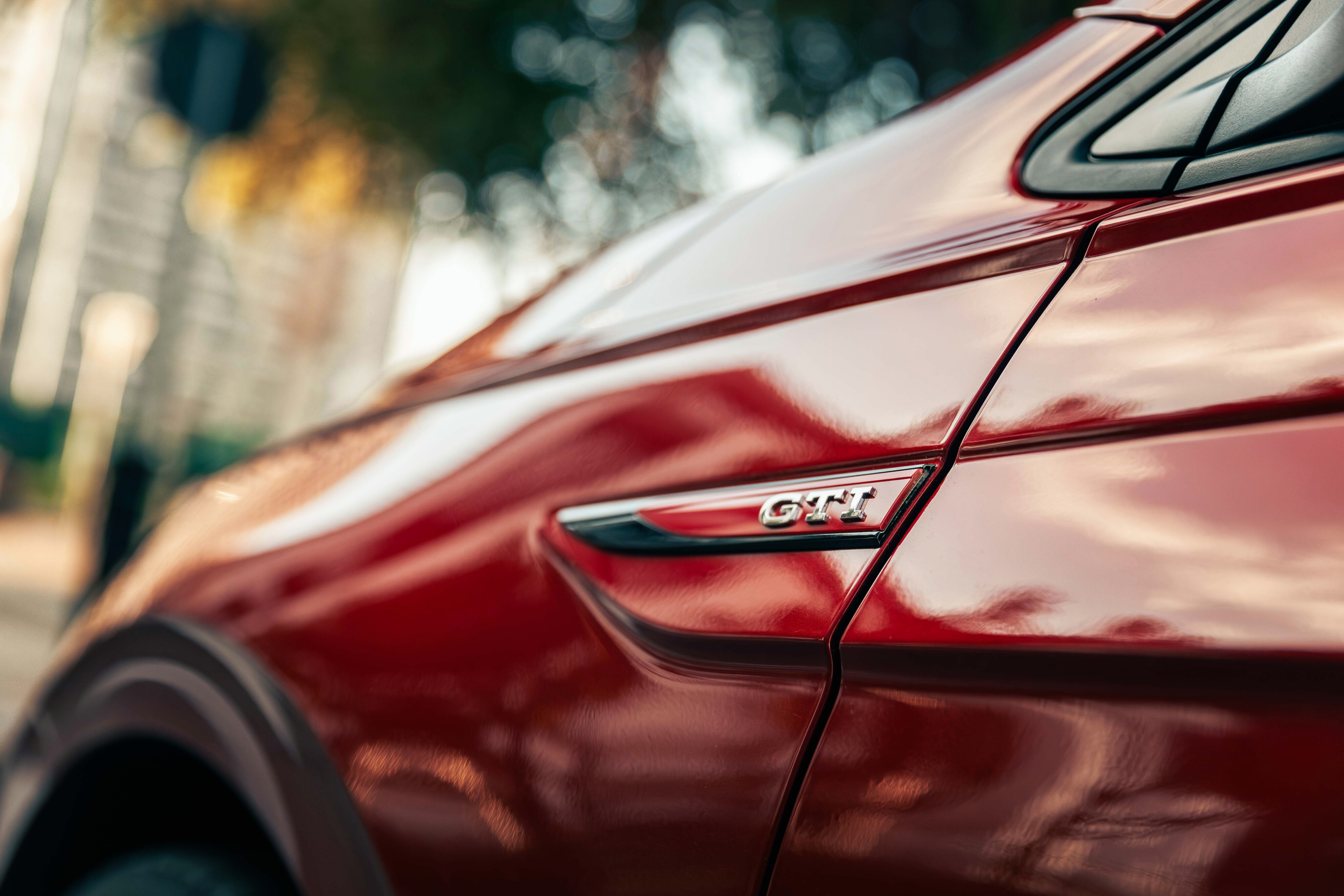 Close detail of a red Volkswagen GTI